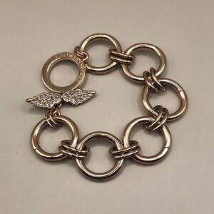 Victoria's Secret round gold tone chunky chain links metal bracelet-trendy.